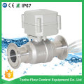 Dn25 12V Control de flujo de agua accionada eléctrica Válvula de bola sanitaria Ce